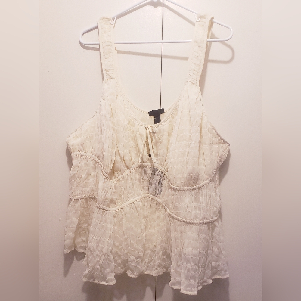 Future Collective Women's NWT Cream Ivory Gathered Babydoll Corset Tank Top Boho